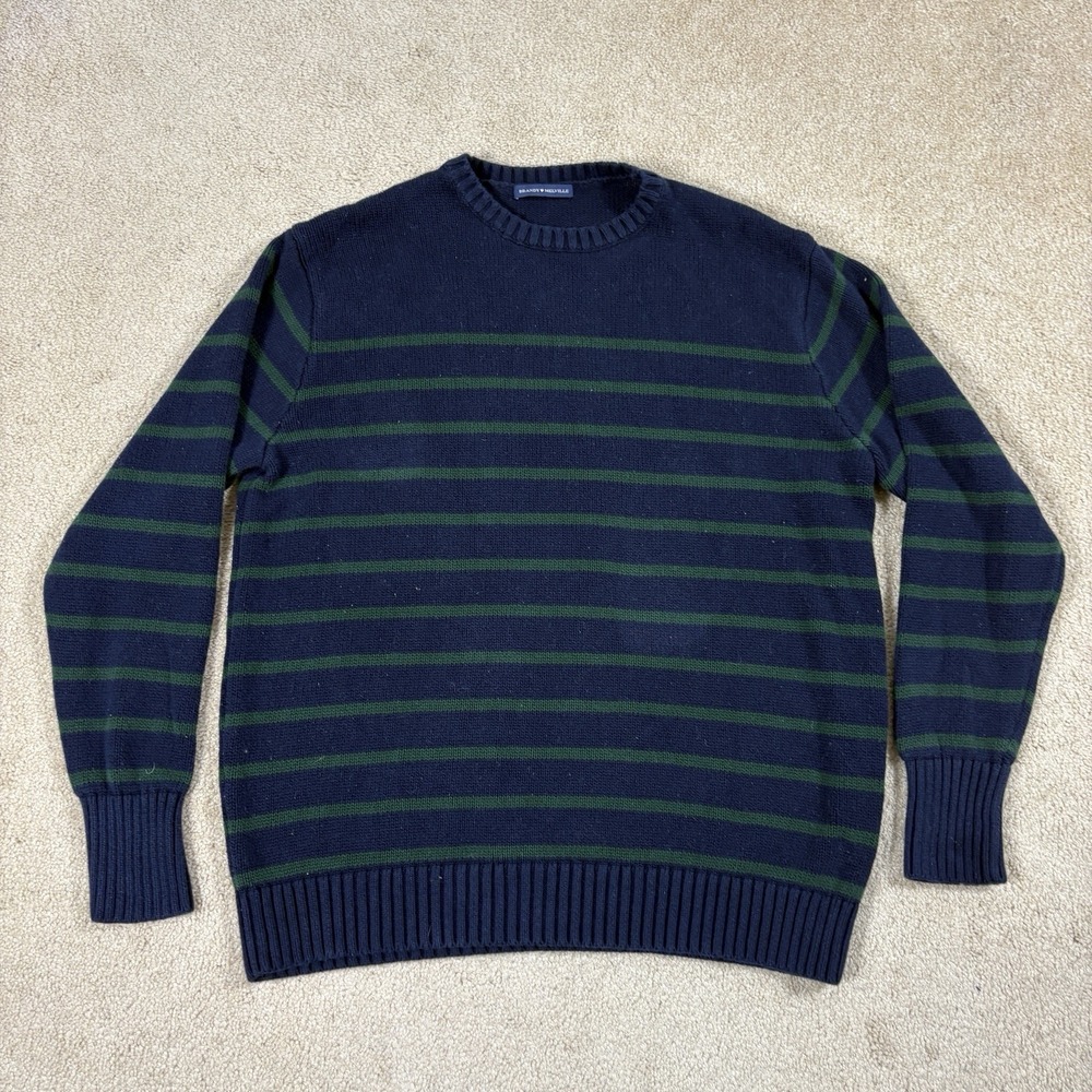 Brandy Melville Blue Green Striped Brianna Oversized Cotton Sweater Academia